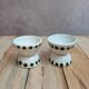 Set of 2 antique egg cups in ironstone – Diabolo shape – Green diamond pattern