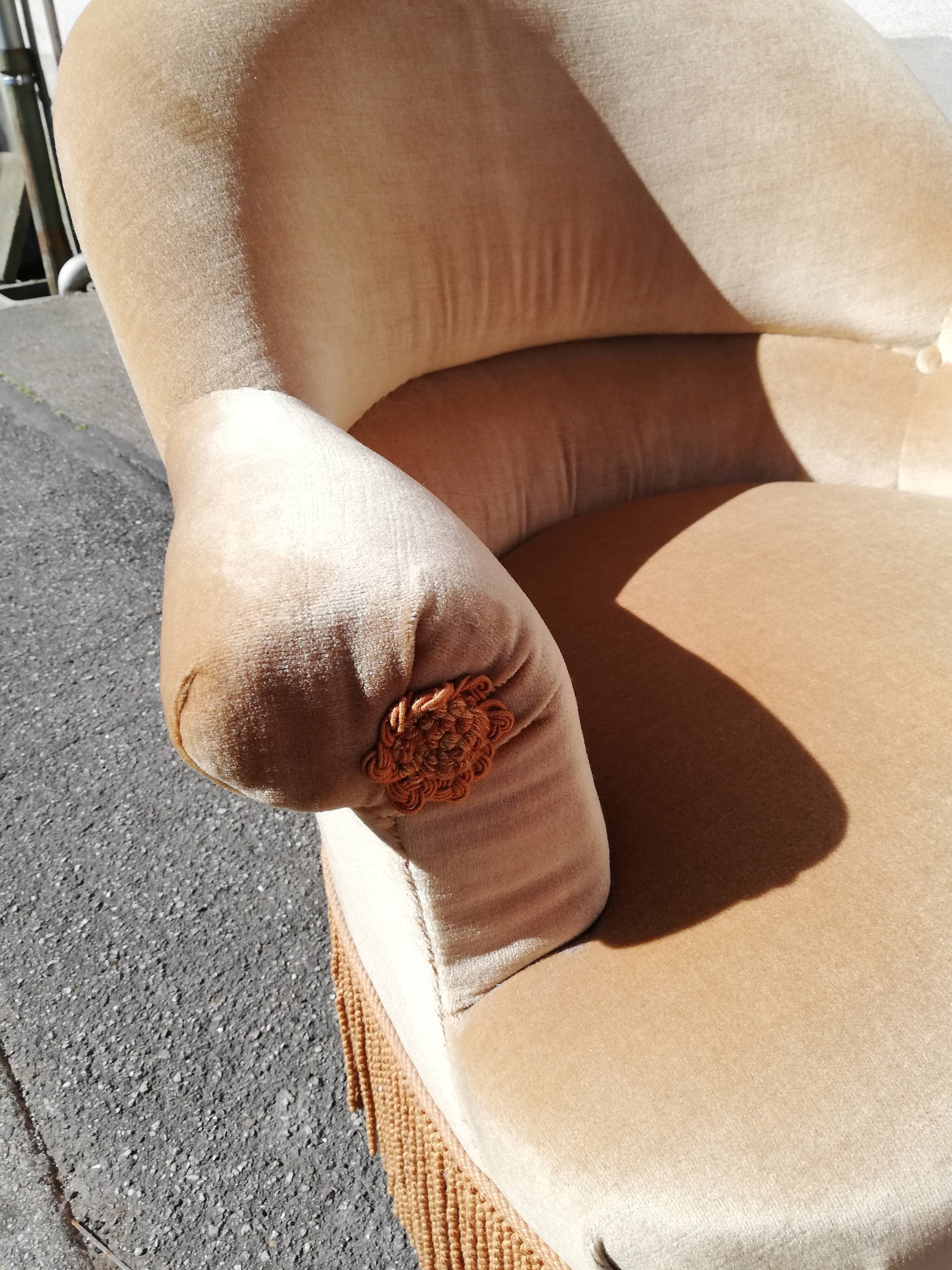 Toad armchair yellow fabric year 50