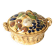 Corbeille de fruits en terre cuite, trompe-l’œil polychrome, poterie Soufflenheim