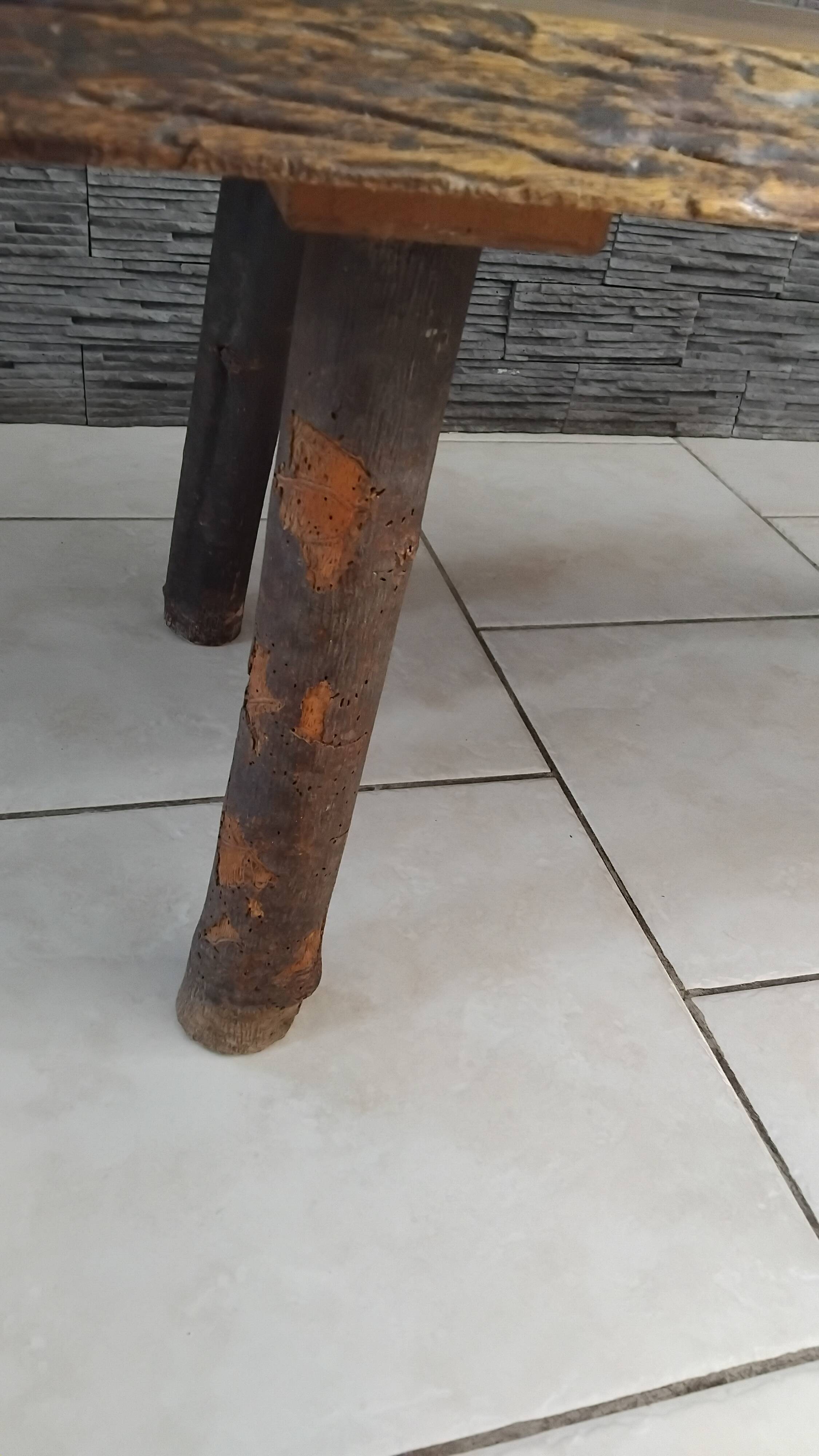 Vintage Brutalist Coffee Table in Solid Oak