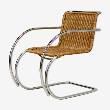 Mies Van der Rohe armchair MR20, tubular chrome steel, rattan, circa 1960