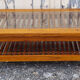 Coffee table, exotic wood, glass and rattan, vintage