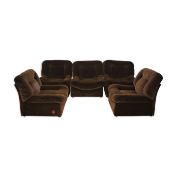 Modular armchairs panarea chenille by lev & lev, 1970s, set of 5