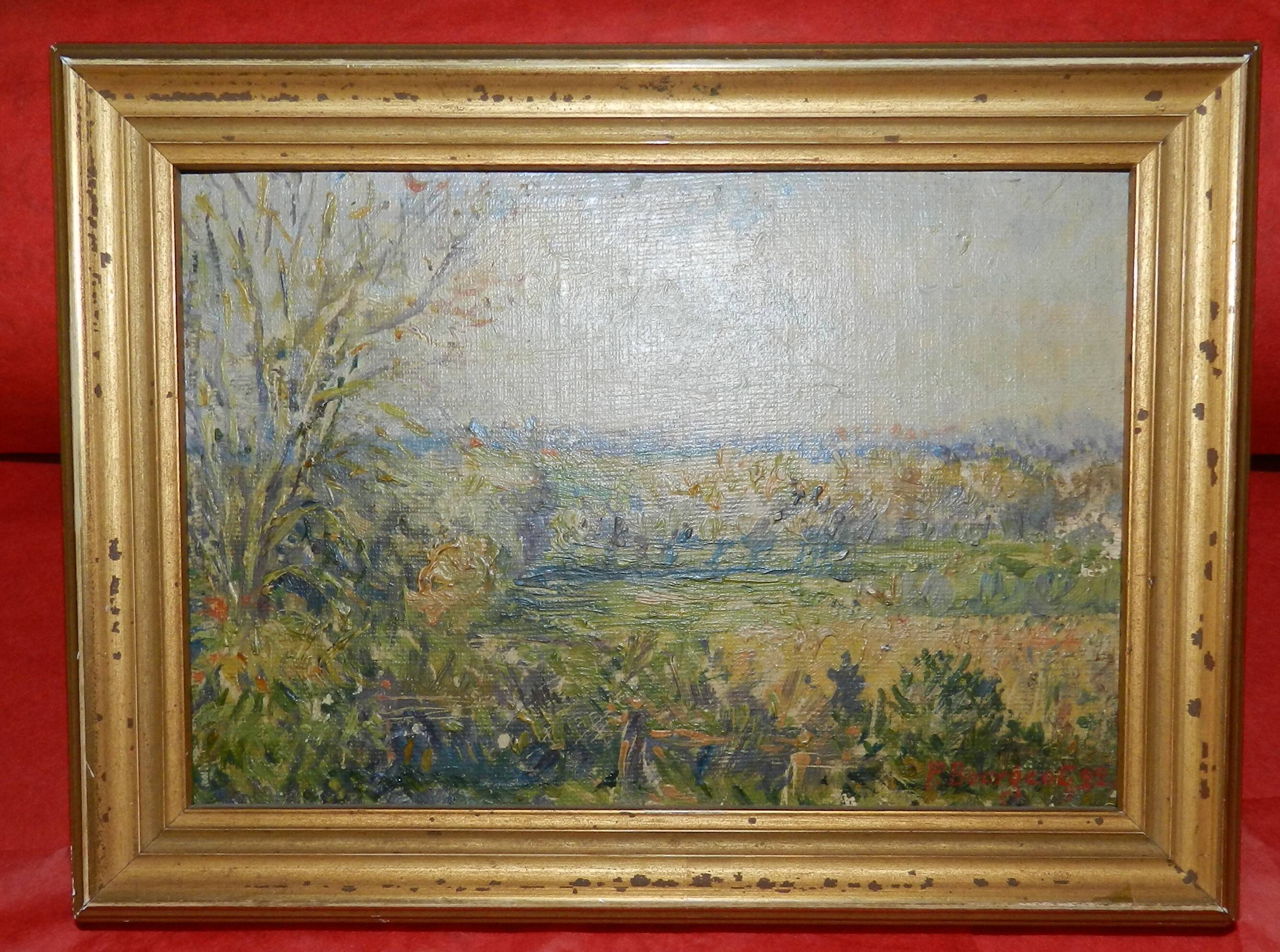 Oil painting on hardboard from 1922 signed Georges Bourgeot