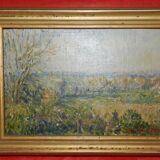 Oil painting on hardboard from 1922 signed Georges Bourgeot
