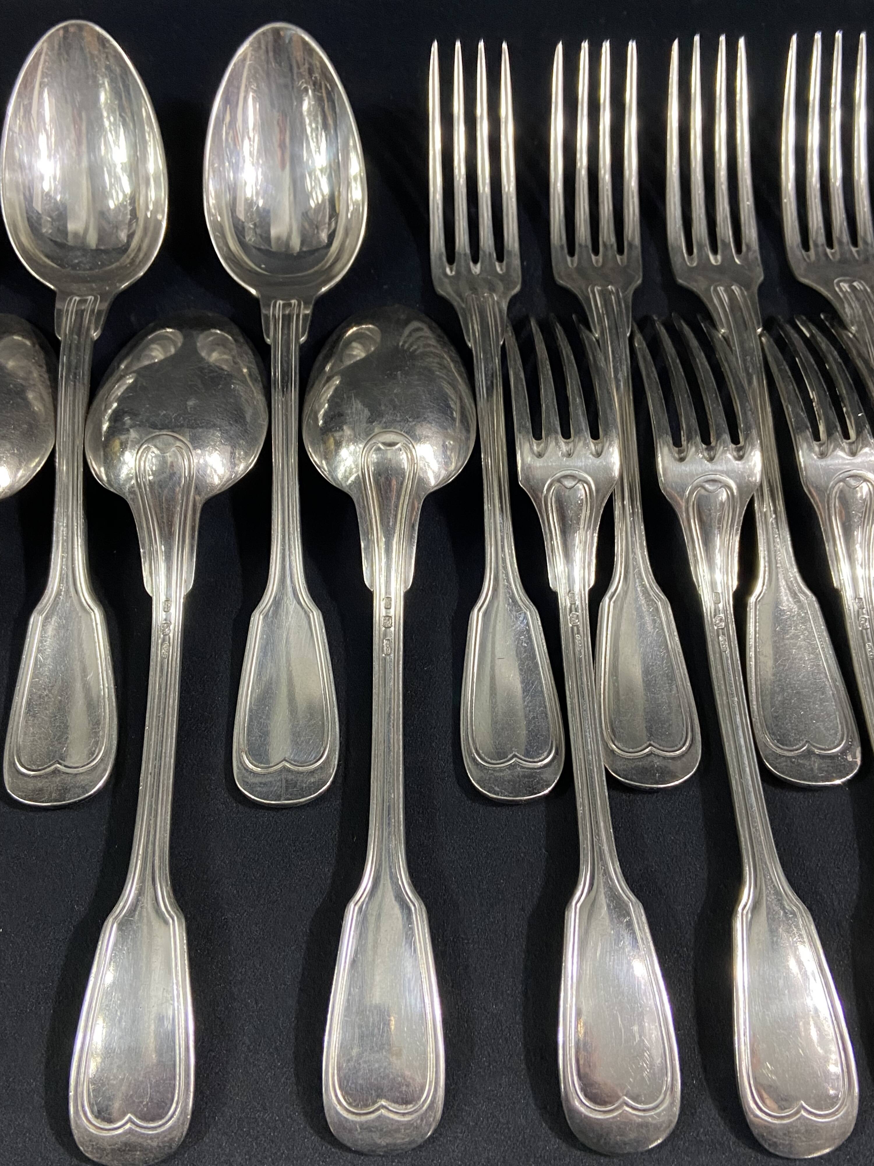 12 large spoons 12 forks silver metal net model Lou style