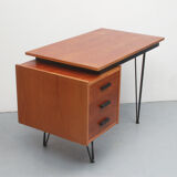 1950s hairpin desk in teak from Netherlands