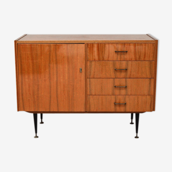 Furniture 1 door 4 metal foot drawers, 1960