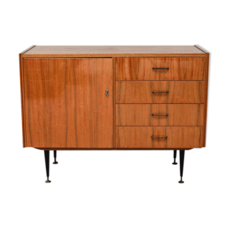 Furniture 1 door 4 metal foot drawers, 1960