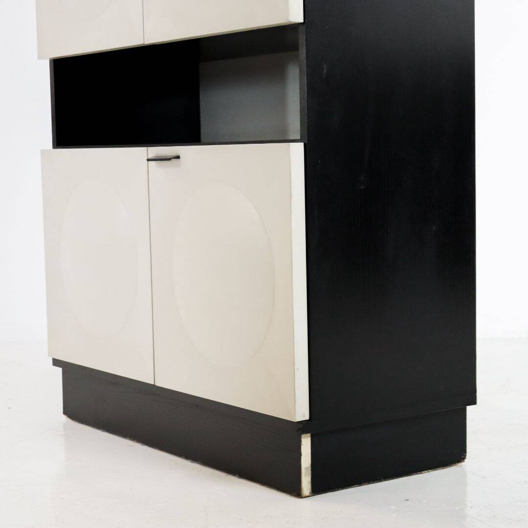 Black and White Oak Brutalist Bar Cabinet