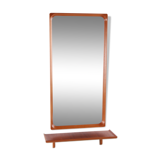 Swedish design teak wall mirror with matching shelf design by Markaryd Sweden 1950