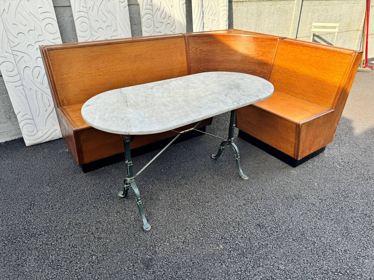 Godin cast iron and marble bistro table. 50's