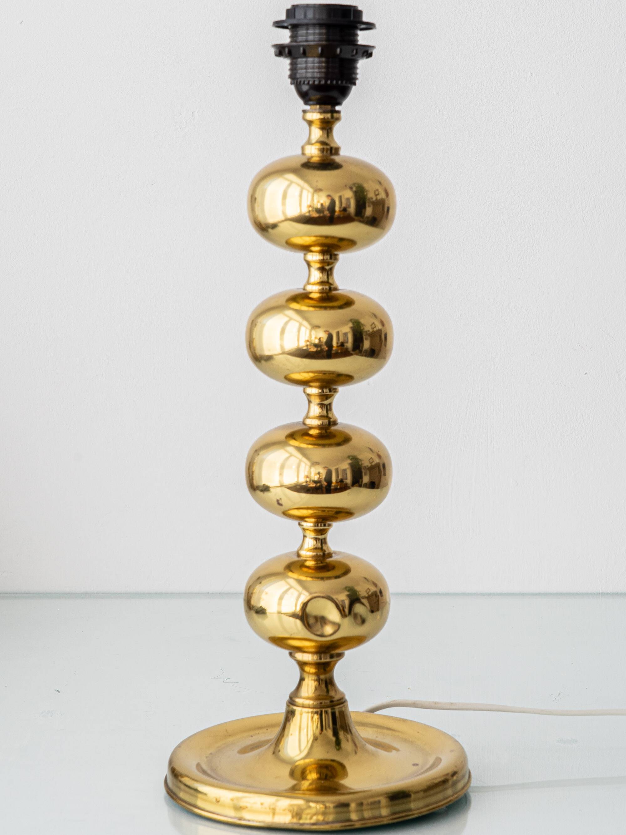 Pair of Swedish Mid-Century Brass Bobbin Table Lamps by Aneta, circa 1960