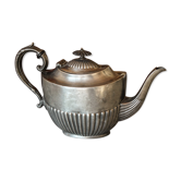 Former Victorian English teapot in silver metal and blackened wood