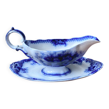 Large antique gravy boat on a Sarreguemines U&C earthenware tray