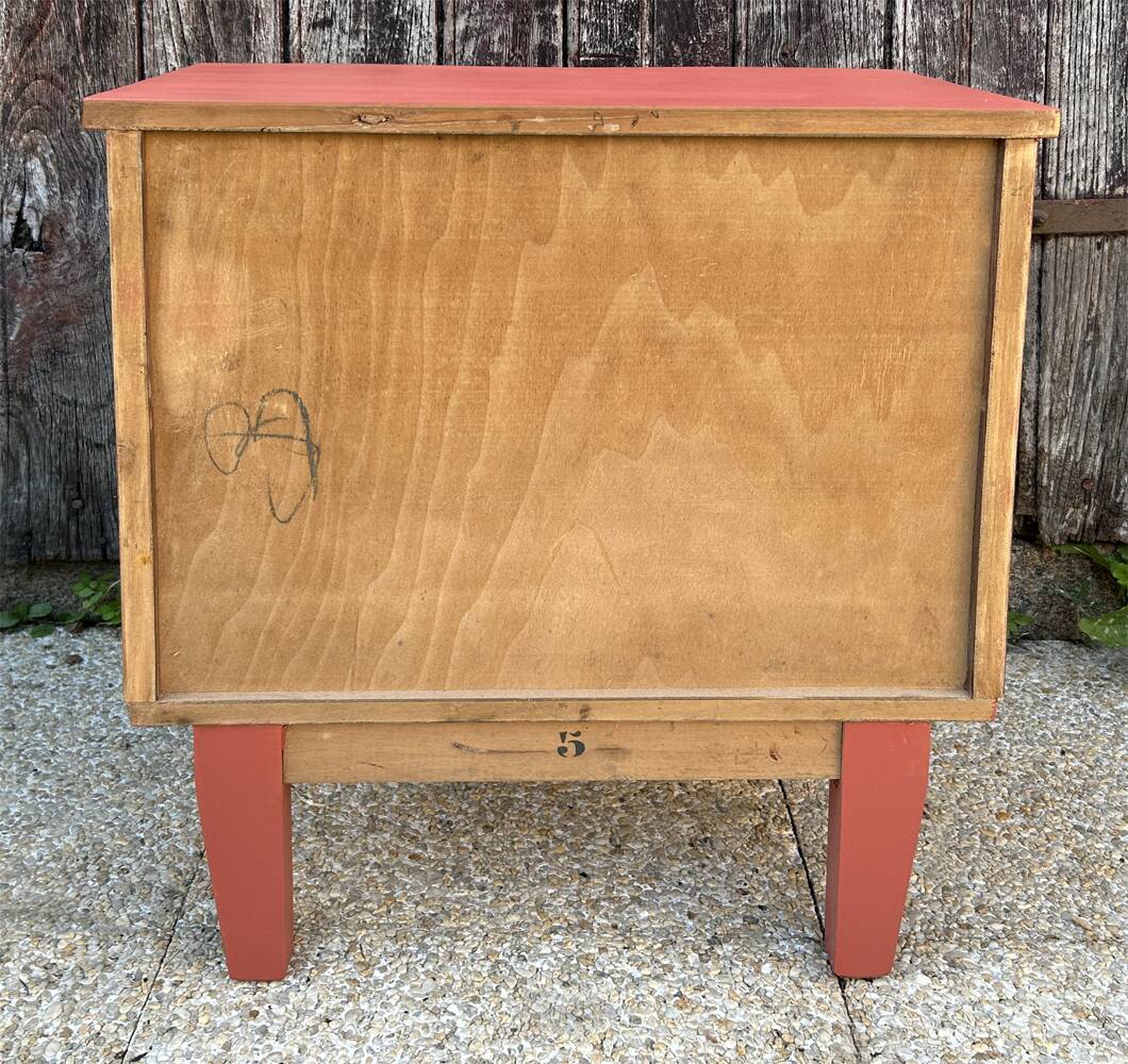 Art Deco bedside table, terracotta, 1930s/40s