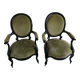Set of 2 vintage green velvet armchairs – Elegance and comfort