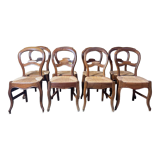 Suite of 8 Louis Philippe straw chairs