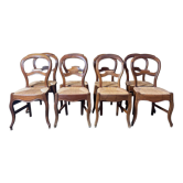 Suite of 8 Louis Philippe straw chairs