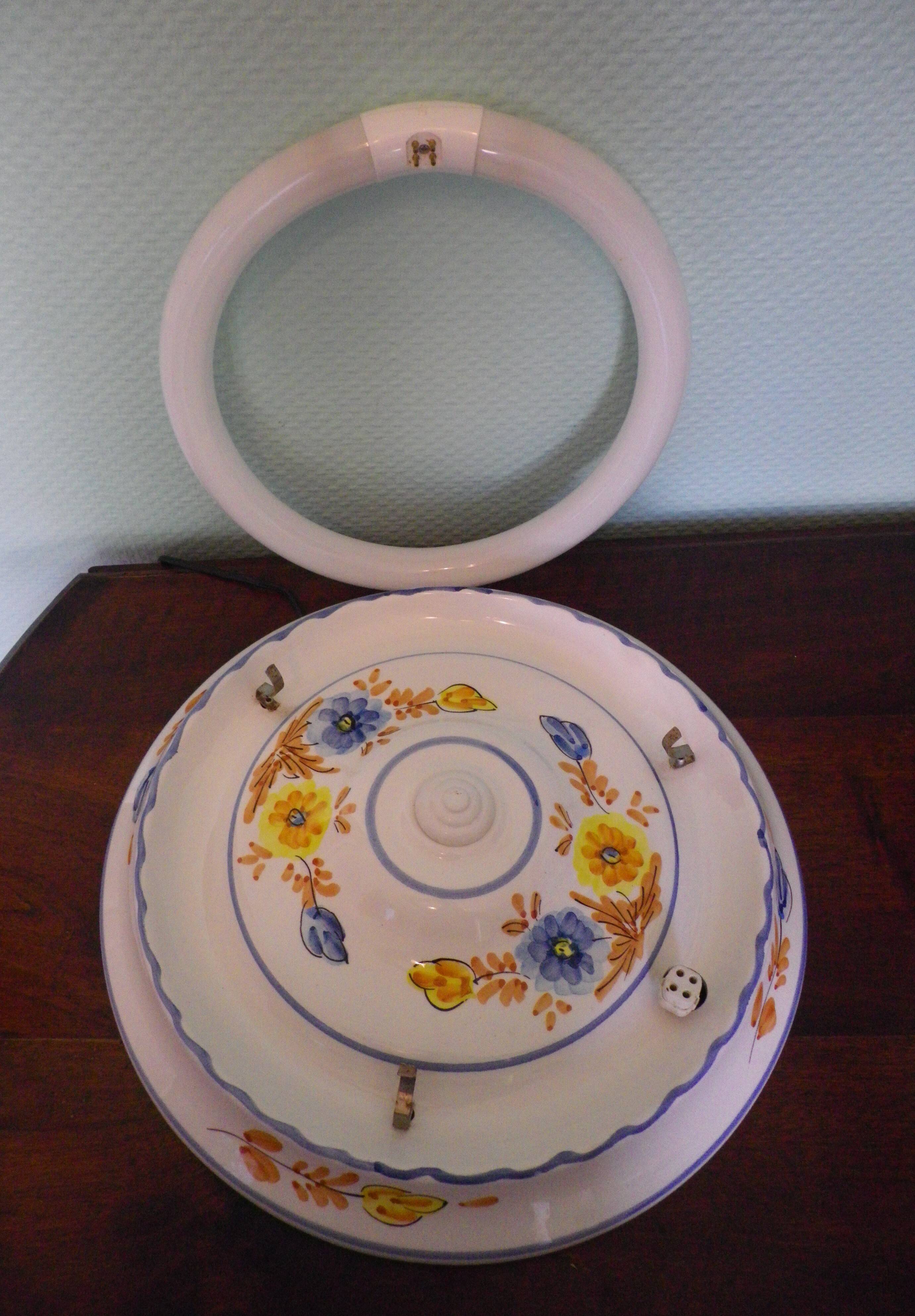 Round hand-painted ceramic ceiling light