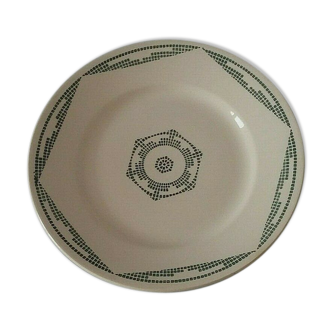 Beautiful new earthenware plate from Givors model Andrea green early 20th