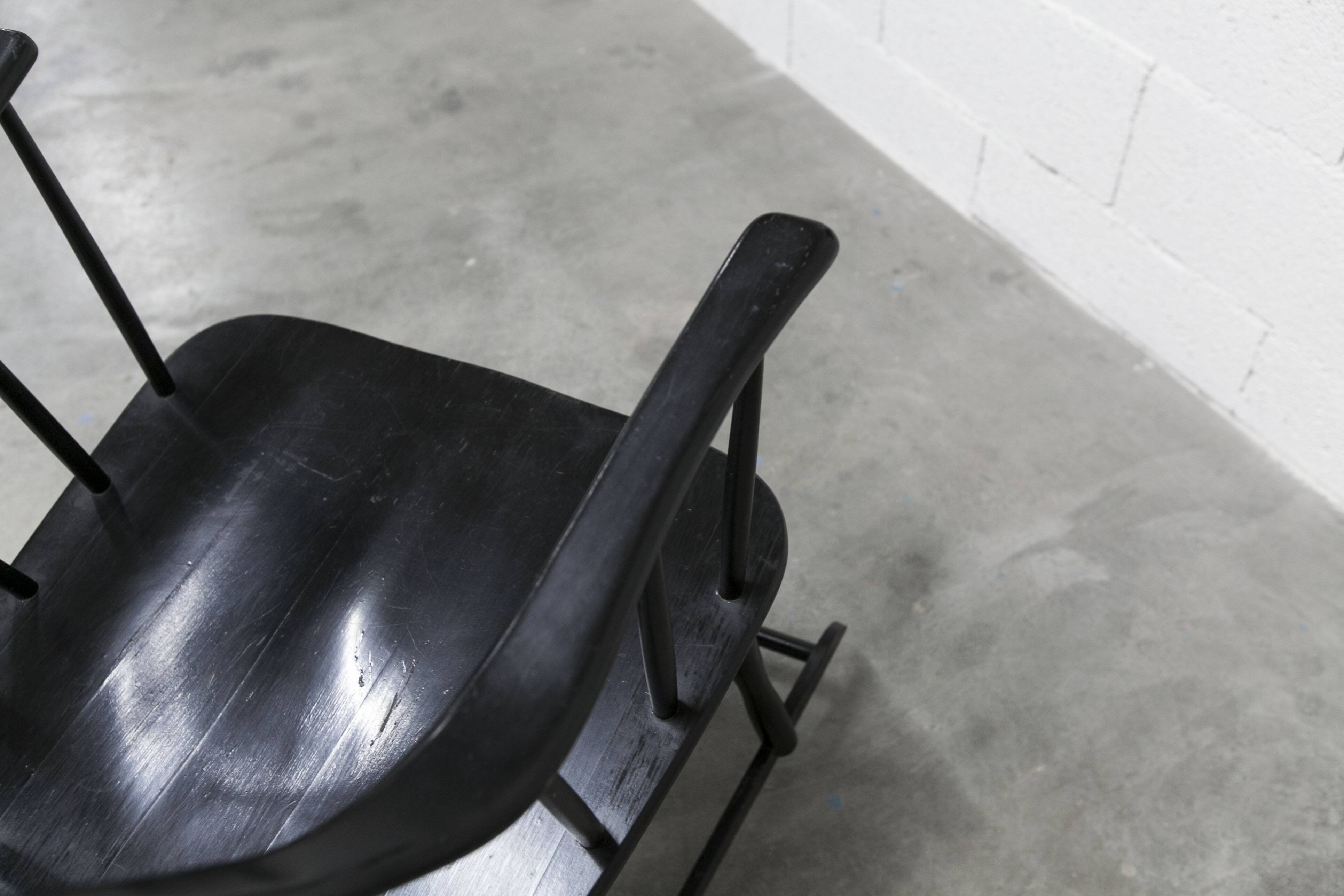 Grandessa rocking chair in black beech by Lena Larsson 1960 for Nesto