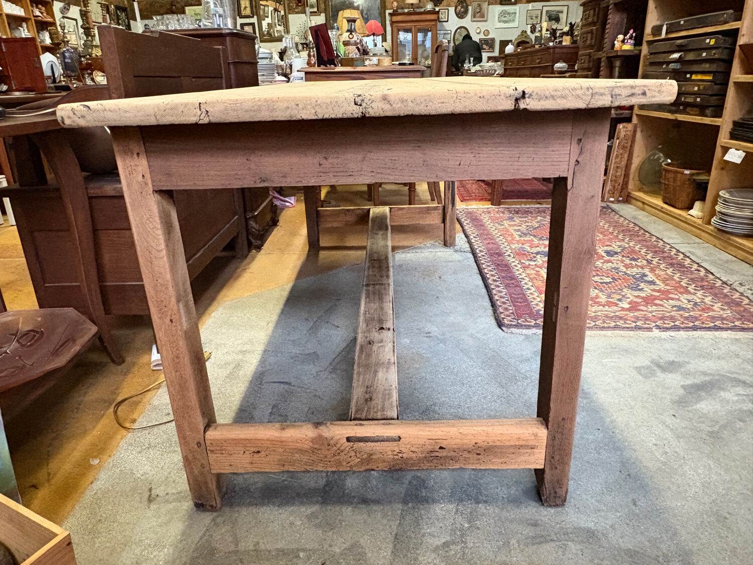 Old farmhouse table in solid wood with drawer – 182×76 cm –