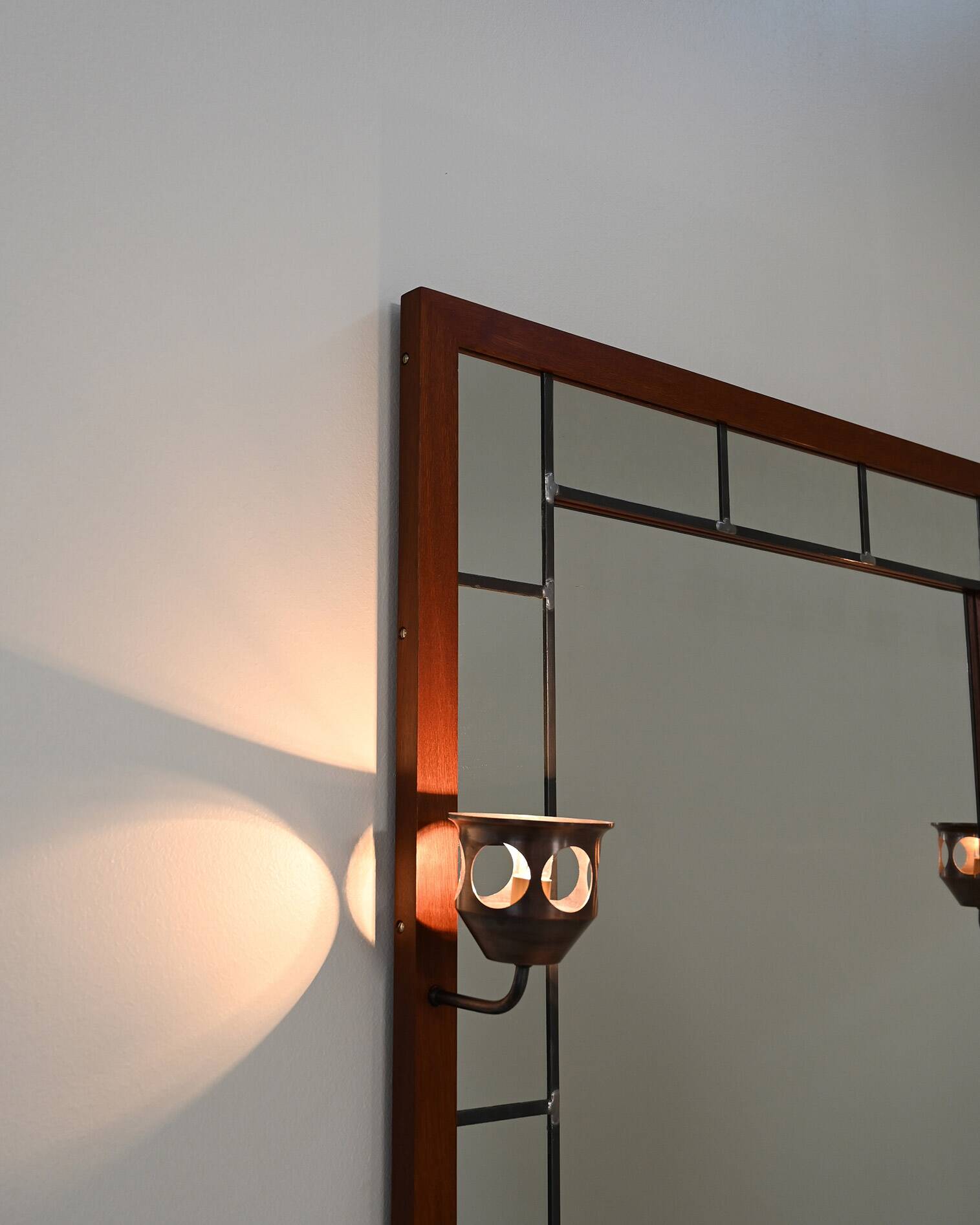 Illuminated oak mirror by AB Glas & Trä Hovmantorp, 1950s-1960s