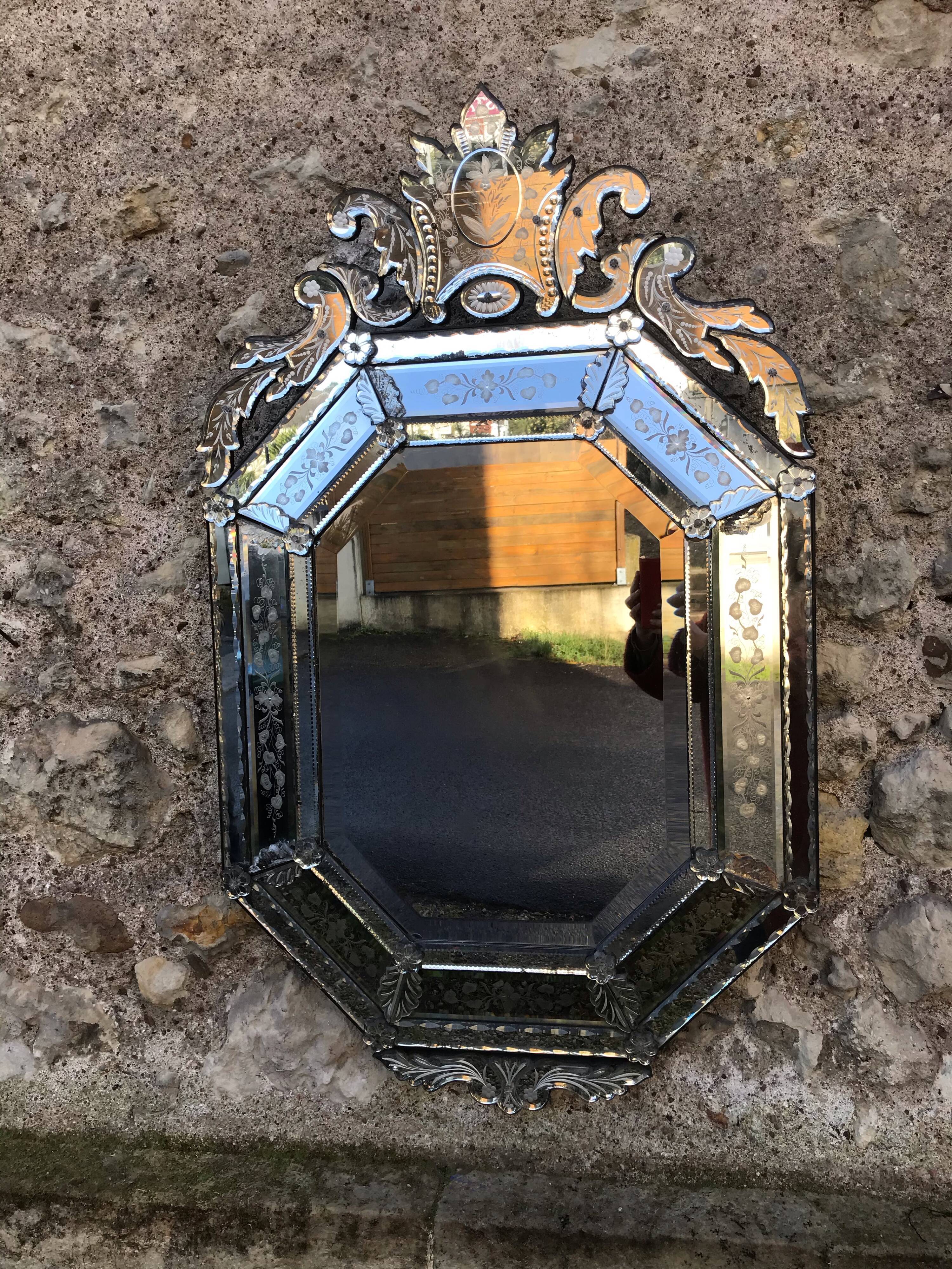 Venetian mirror XIXth 120 x 74 cm