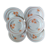 Set of 6 small plates with orange flowers