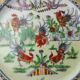 Lot of old Chinese porcelain plates, 5 roosters decoration, stamp, 19th
