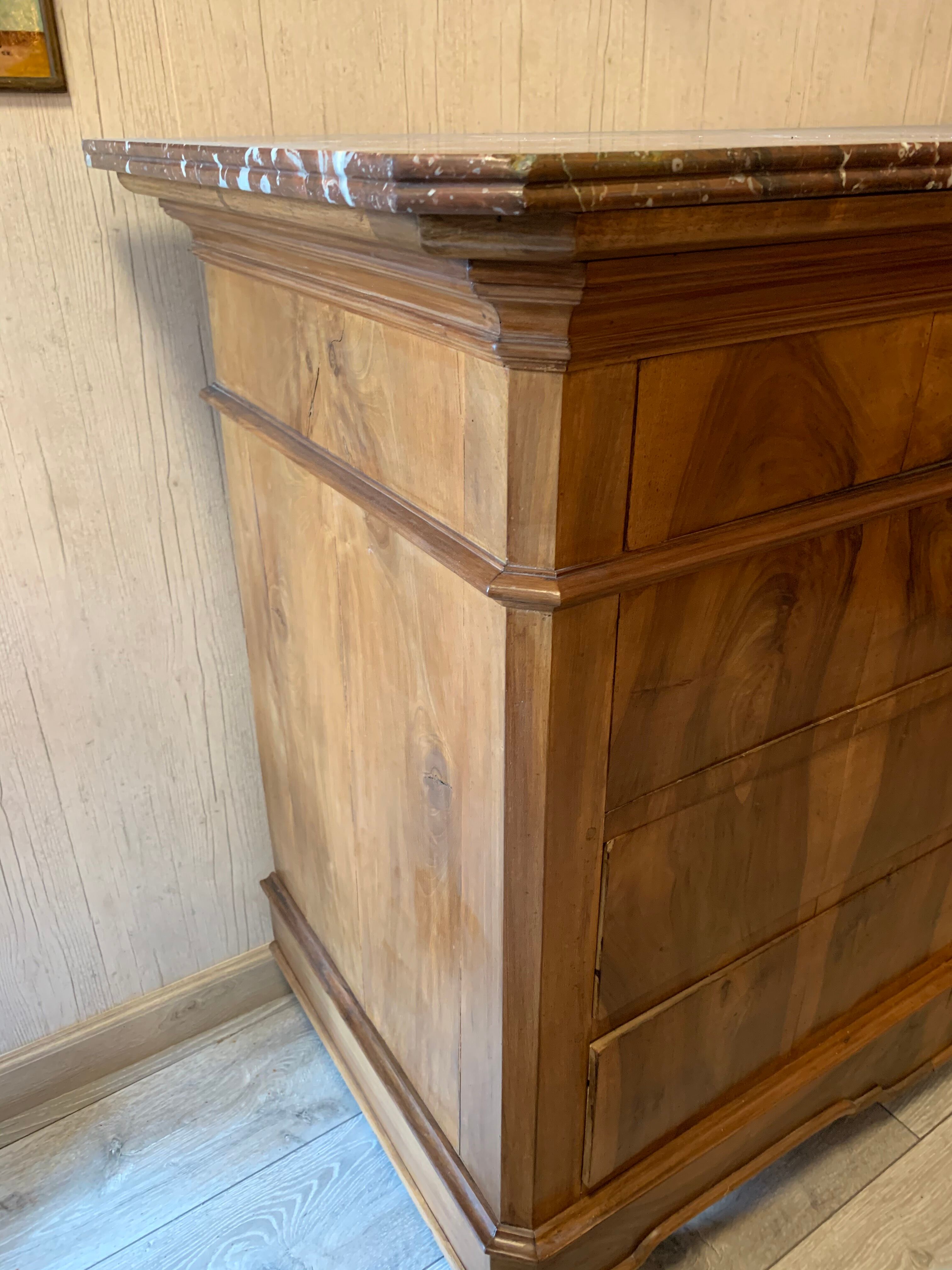 Louis-Philippe style dresser in walnut veneer
