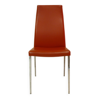 Chaise design italien en cuir rouge
