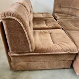 Old vintage modular corner sofa in designer velvet from the 70s/80s 4 elements