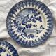 2 ironstone dessert plates with a Japanese-inspired blue design