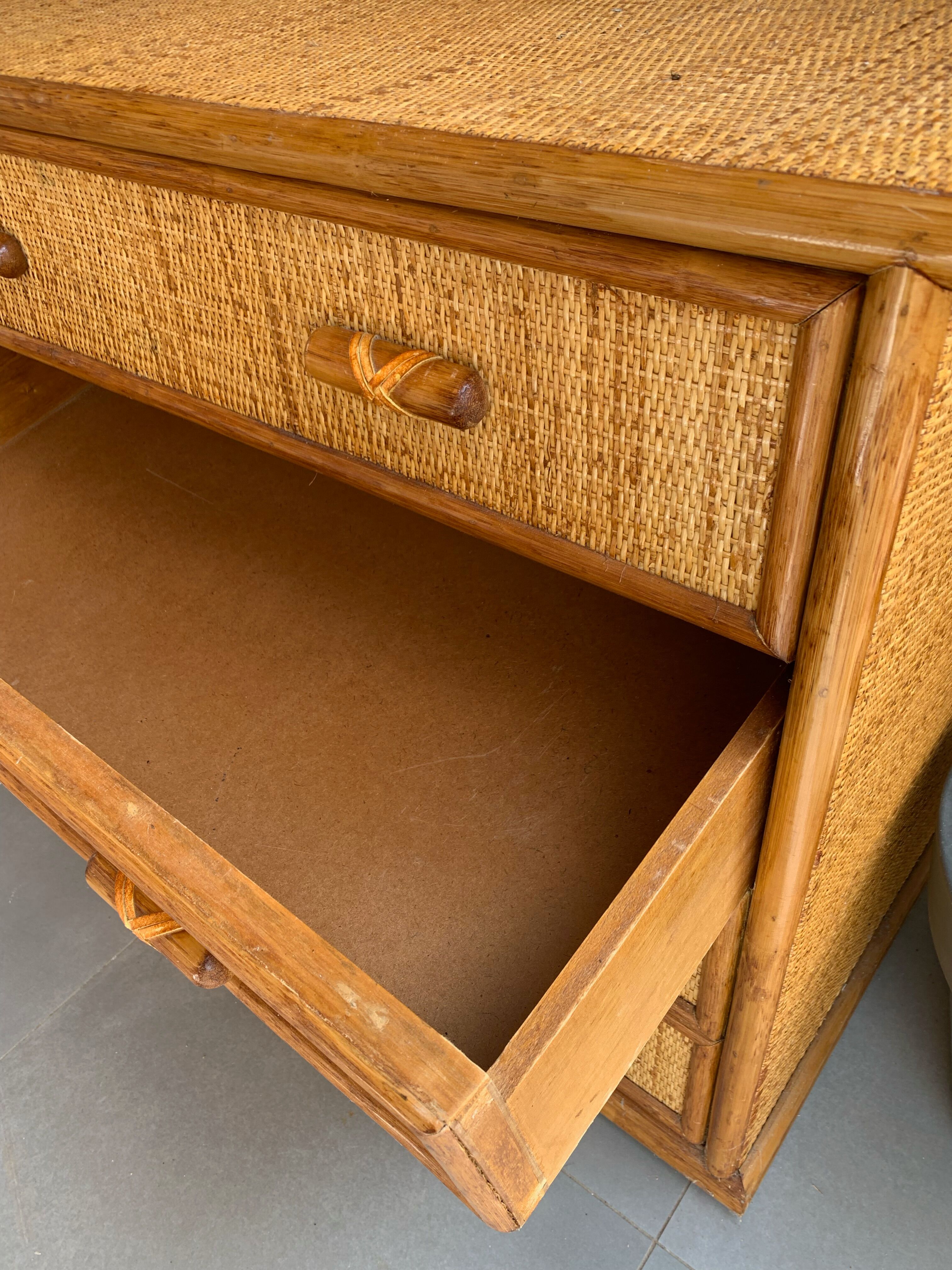 Vintage rattan chest of drawers