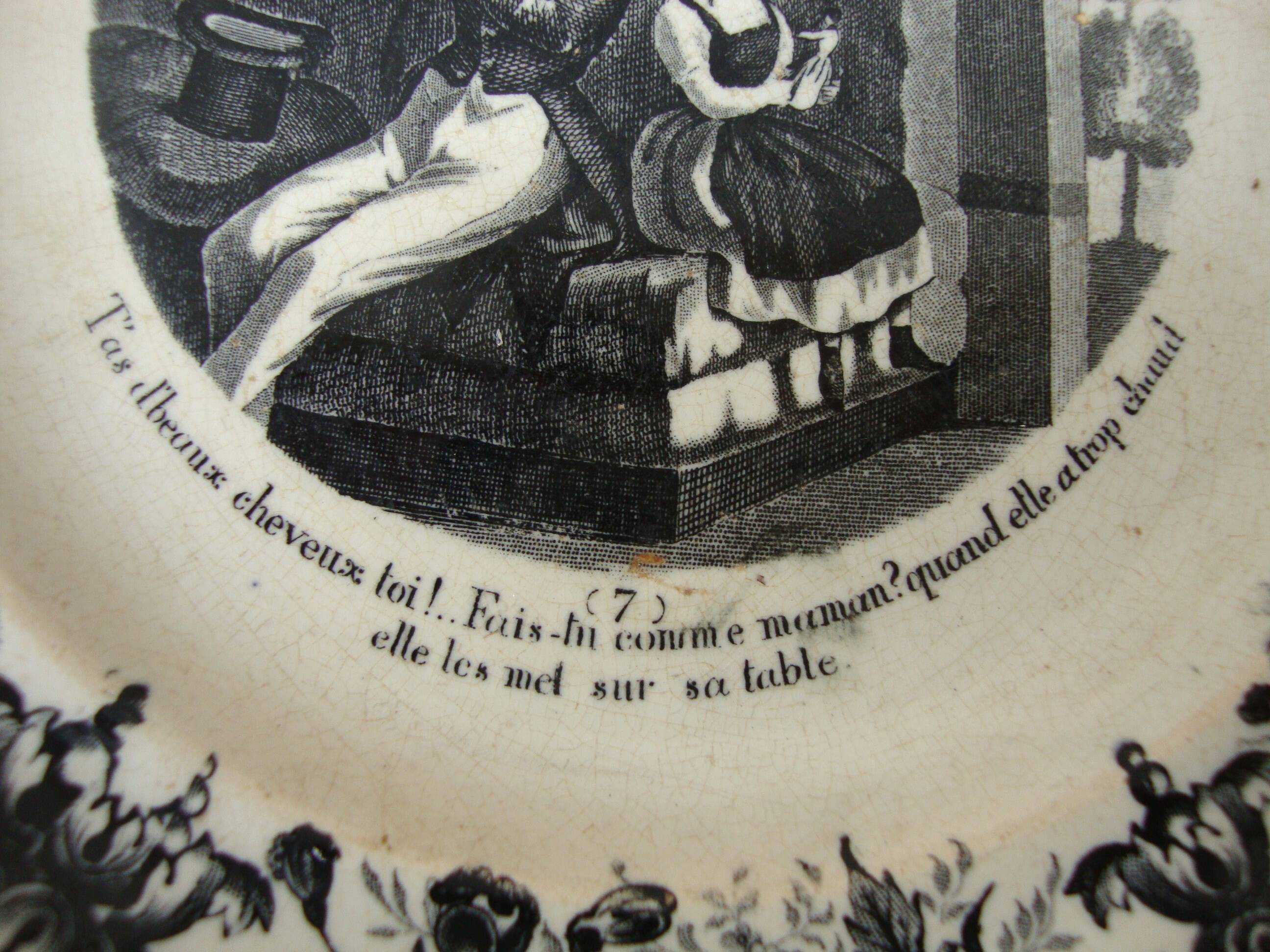 Assiette parlante  Creil et Montereau Lebeuf Millet & Cie