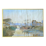 Aquarelle Pierre Bontemps (1886-1940) - Port maritime 1907