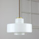 Mid-century Italian White Glass and Brass Pendant Lamp