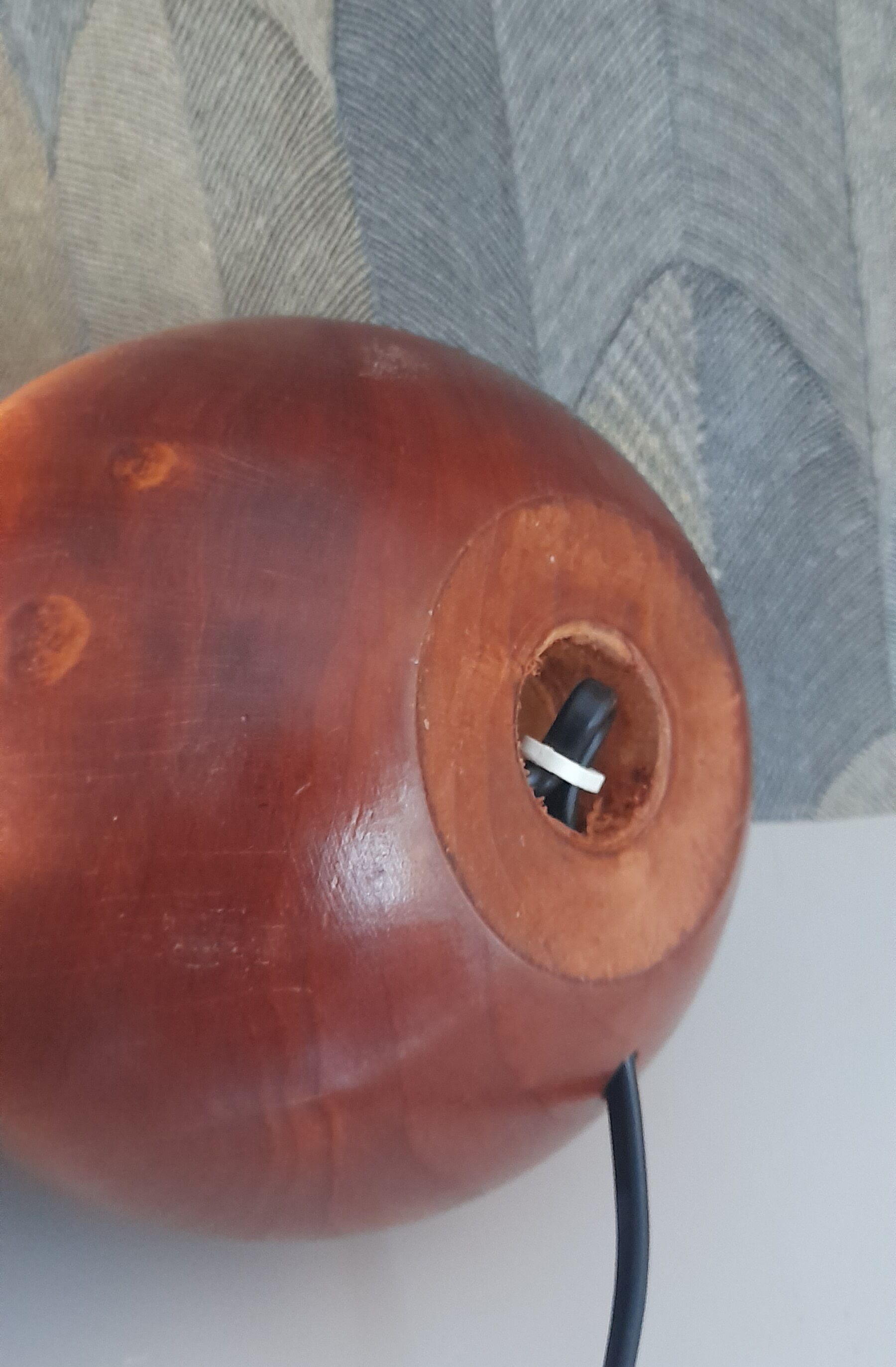 Ball / round solid wood lamp base - 70s