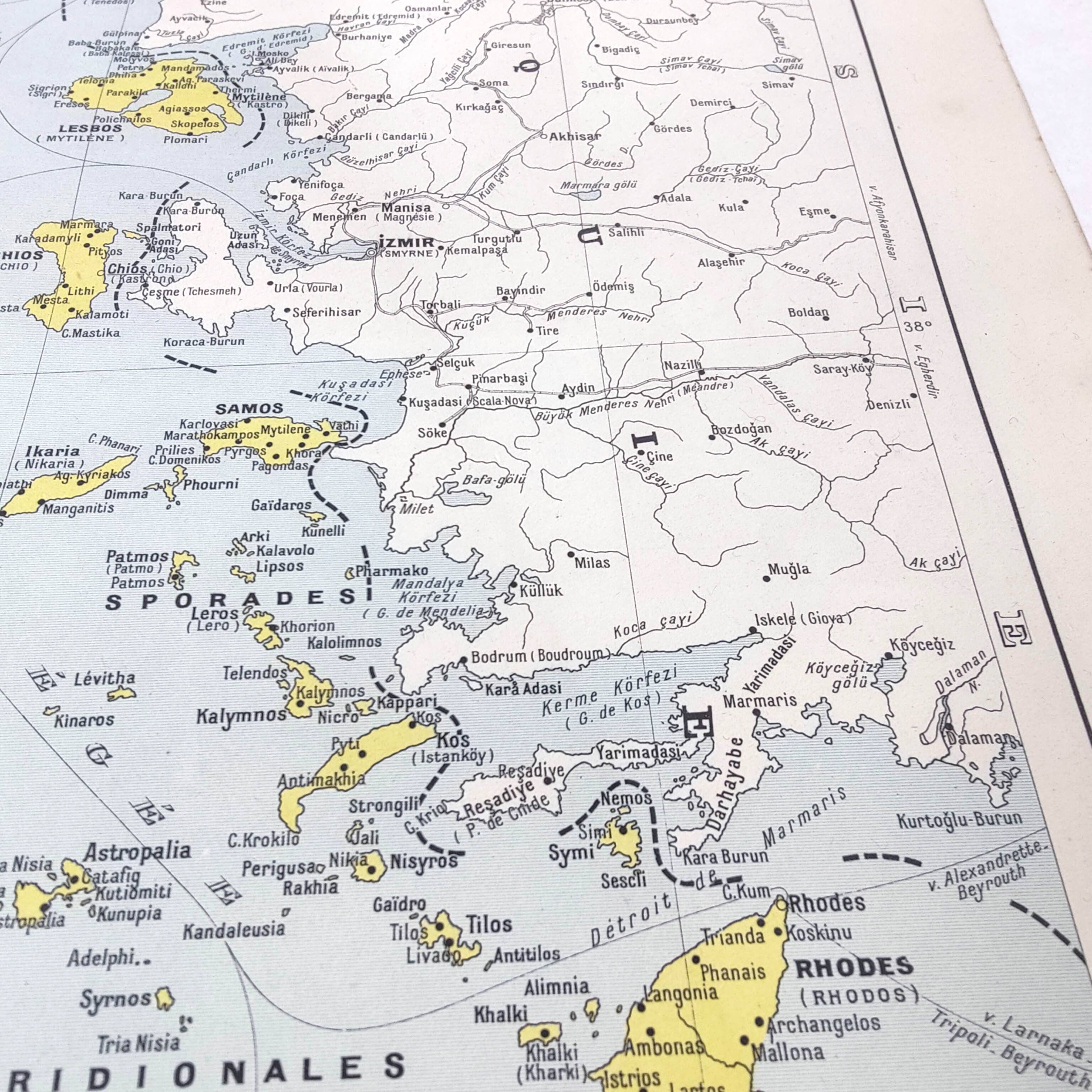 Old map Greece Crete 43x43cm from 1950