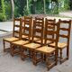 8 chaises en bois massif chêne clair et paille type ferme dossier haut