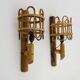 Pair of rattan bamboo lantern wall lights. 1950s-1960s