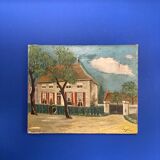 Oil on vintage canvas