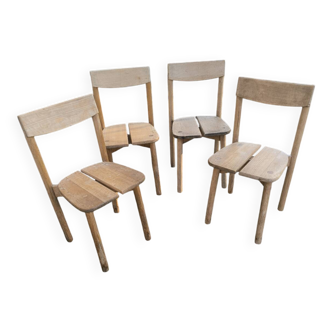 Set of 4 coffee grain model chairs by pierre gautier delaye 1965