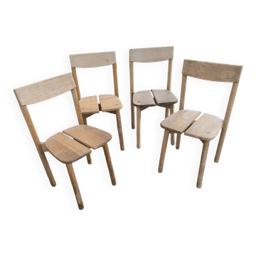 Set of 4 coffee grain model chairs by pierre gautier delaye 1965