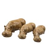 Mid-century Set of 3 ceramic hippos, Zaccagnini Italy 1950s