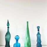 Green opaline Italian bottle 1960 EMPOLI