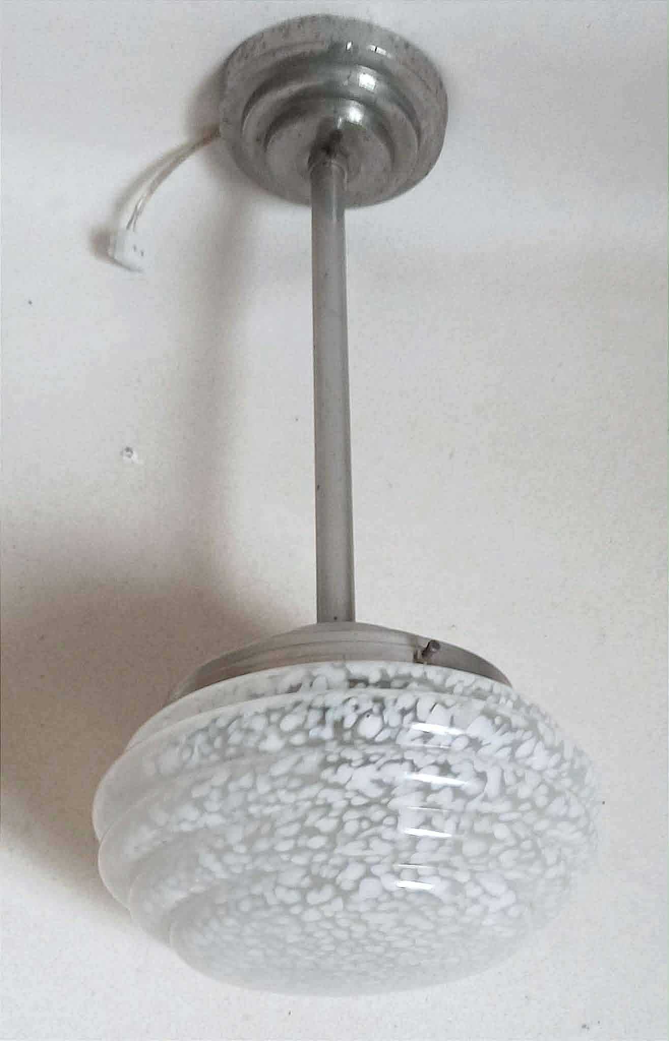 Art Deco Suspension Clichy Glass White Height 52 cm