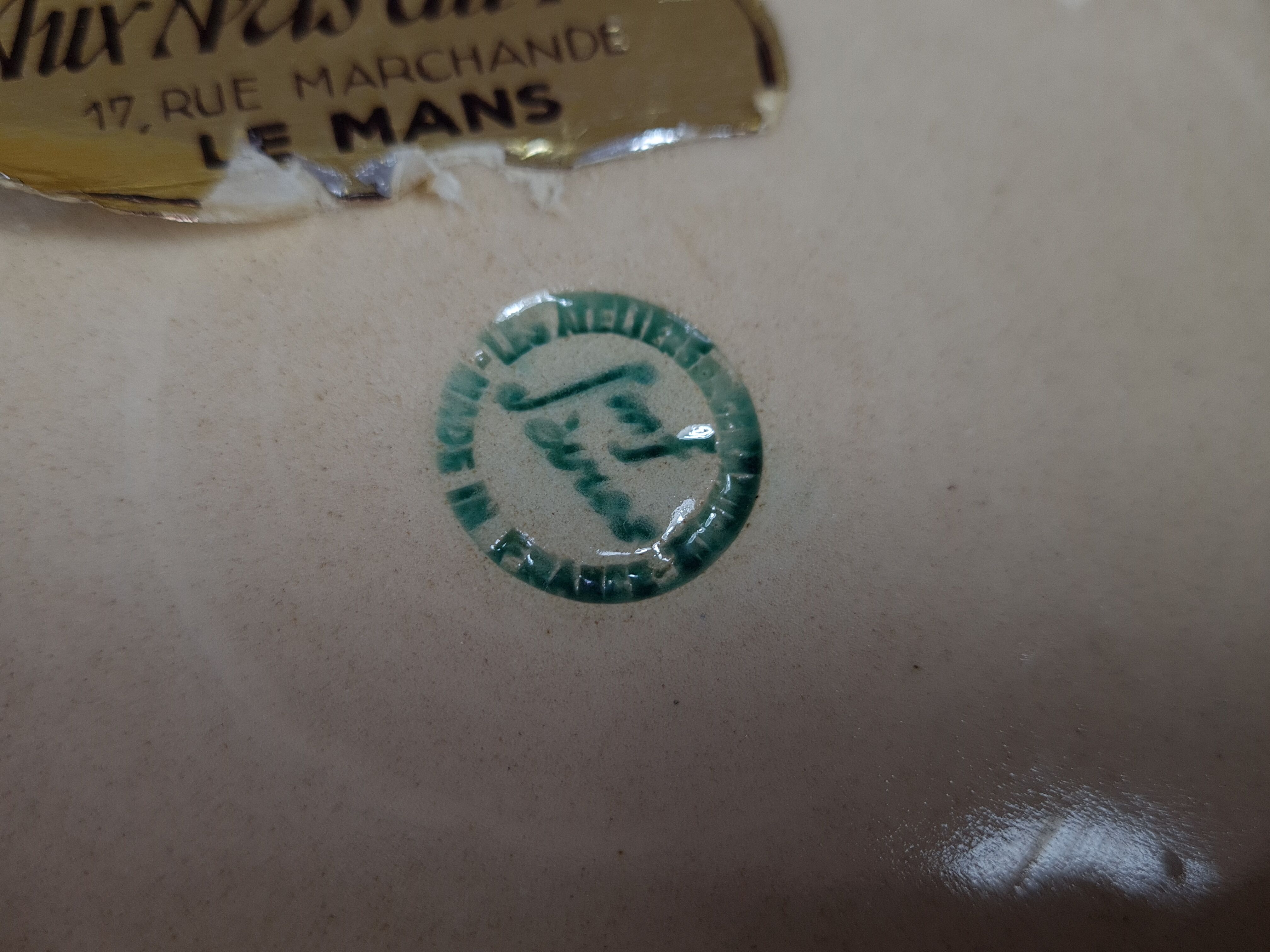 Celadon green porcelain cut Ateliers de Sèvres J. Mazeaud J. Faverot 26 cm sb